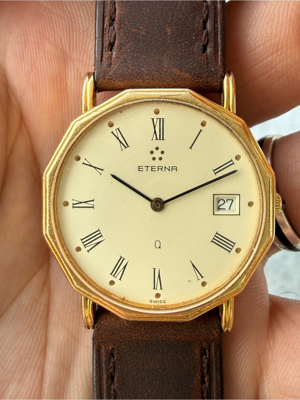 Eterna Gold-Tone Swiss Dress Octagonal Watch 31mm